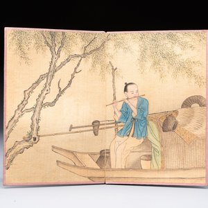A Chinese album: 'Yuci Jingxinzhai Renwuce 御賜靜心齋人物冊', ink and colour on silk, Qianlong seal mark and of the period — 照片 6