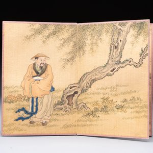 A Chinese album: 'Yuci Jingxinzhai Renwuce 御賜靜心齋人物冊', ink and colour on silk, Qianlong seal mark and of the period — 照片 7