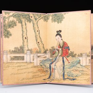 A Chinese album: 'Yuci Jingxinzhai Renwuce 御賜靜心齋人物冊', ink and colour on silk, Qianlong seal mark and of the period — 照片 9