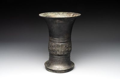 A Chinese archaic bronze ritual wine vessel, 'gu 觚', Western Zhou