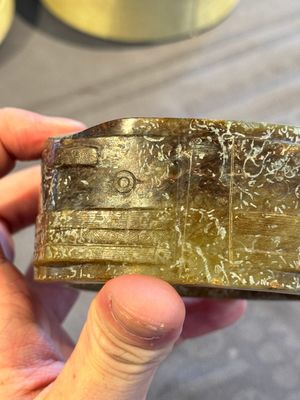A Chinese archaic russet jade Liangzhu-style cong with a silk covered box, Liangzhu culture, Neolithic period or later — photo 15
