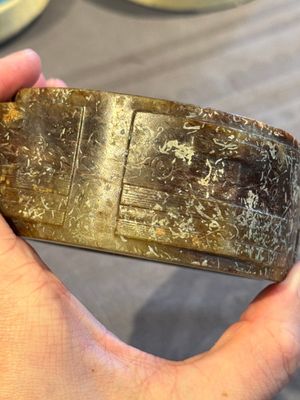 A Chinese archaic russet jade Liangzhu-style cong with a silk covered box, Liangzhu culture, Neolithic period or later — photo 18