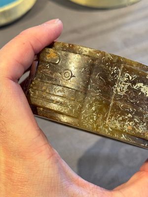 A Chinese archaic russet jade Liangzhu-style cong with a silk covered box, Liangzhu culture, Neolithic period or later — photo 19