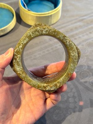 A Chinese archaic russet jade Liangzhu-style cong with a silk covered box, Liangzhu culture, Neolithic period or later — photo 10