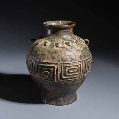 A Chinese archaistic bronze vase with taotie handles, Qing or earlier
