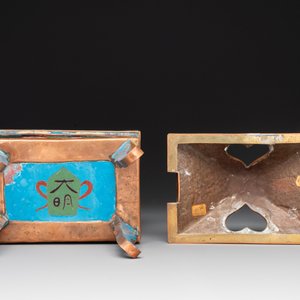 A Chinese archaistic enamelled copper 'elephant' censer with cover and a cloisonné 'Luohan' censer with cover, 20th C. — 照片 13