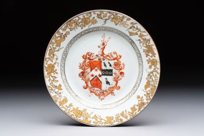 A Chinese armorial plate with the arms of Carr and Kerr impaling Bigge for the English market, Yongzheng, ca. 1735