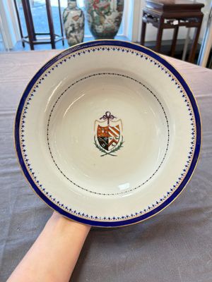 A Chinese armorial plate with the arms of Chadwick quartering Malvesyn, Carden and Bagot, Qianlong, dated 24 Jan. 1791 — photo 1
