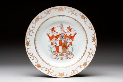 A Chinese armorial plate with the arms of Tuite impaling Stafford for the English market, Qianlong, ca. 1752