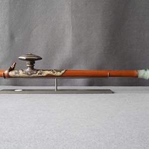A Chinese bamboo, jadeite, paktong and Yixing stoneware opium pipe, 19th C. — 照片 13