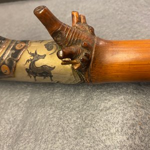 A Chinese bamboo, jadeite, paktong and Yixing stoneware opium pipe, 19th C. — 照片 23