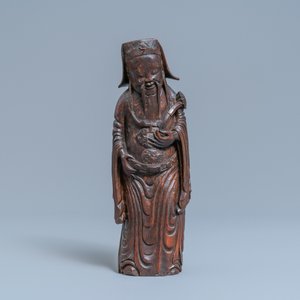A Chinese bamboo wood figure of Lu Xing, 17th C. — photo 2