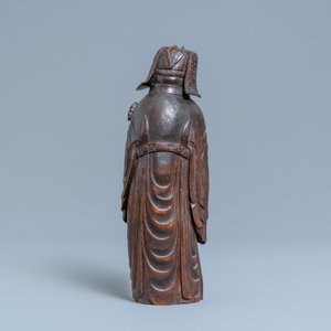 A Chinese bamboo wood figure of Lu Xing, 17th C. — photo 4