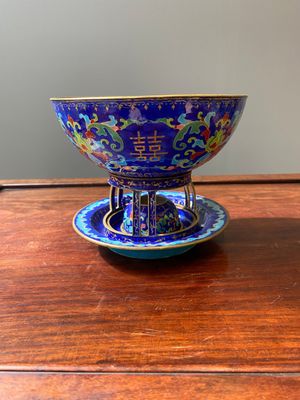 A Chinese Beijing enamel warming bowl with Shou-characters, Qianlong — 照片 3