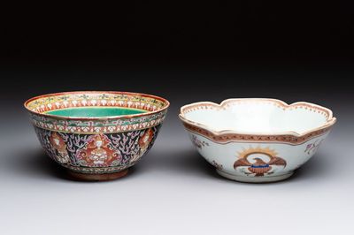 A Chinese Bencharong bowl for the Thai market and an export bowl for the American market, 19th C.