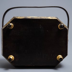 A Chinese black and gilt-lacquer covered box with handle, Canton, 19th C. — photo 7
