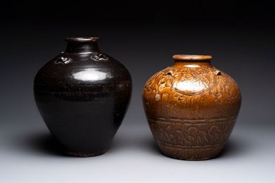 A Chinese black-glazed jar and a brown-glazed jar, Ming/Qing