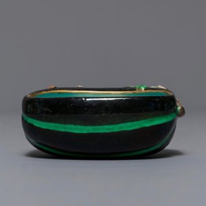 A Chinese black ground melon-shaped brush washer, 18/19th C. — 照片 5