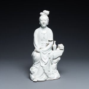 A Chinese blanc de Chine figure of Guanyin, impressed mark, 19/20th C. — 照片 2