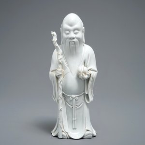 A Chinese blanc de Chine figure of Shou Lao, 19/20th C. — 照片 1