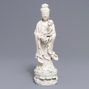 A Chinese blanc de Chine model of Guanyin and child, 19th C. — 照片 2