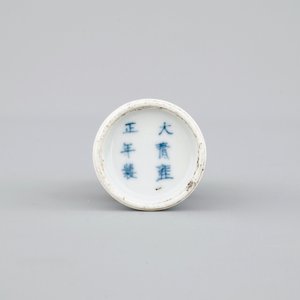 Une tabatière en porcelaine de Chine en bleu et rouge décoré de poissons, 18/19ème — photo 7