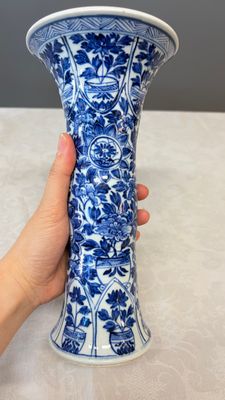 A Chinese blue and white five-piece garniture with floral design — photo 13