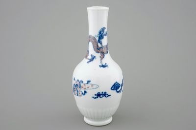 A Chinese blue and white and underglaze red vase with a dragon, Kangxi