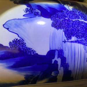 A Chinese blue and white 'antiquities and landscapes' rouleau vase, Kangxi — photo 23