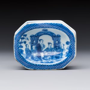 A Chinese blue and white 'Arbour' salt after Cornelis Pronk, Qianlong — photo 8