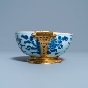 A Chinese blue and white Augsburg gilt-mounted bowl, ex- coll. August the Strong, Kangxi — photo 5