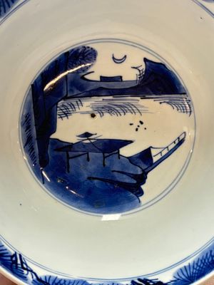 A Chinese blue and white 'Ba Xian Zhu Shou 八仙祝壽'  bowl, Shen De Tang Bo Gu Zhi 慎德堂博古製 mark, Kangxi — 照片 11