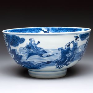 A Chinese blue and white 'Ba Xian Zhu Shou 八仙祝壽'  bowl, Shen De Tang Bo Gu Zhi 慎德堂博古製 mark, Kangxi — 照片 3