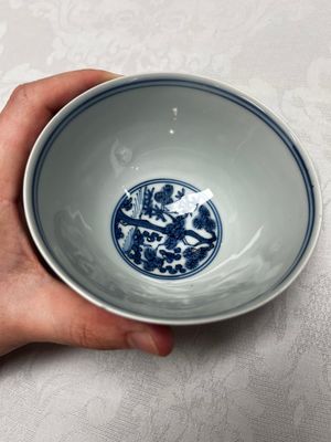 A Chinese blue and white 'Ba Xian Zhu Shou 八仙祝壽' bowl, Wanli mark and of the period — foto 12