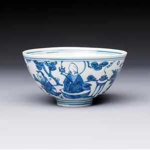 A Chinese blue and white 'Ba Xian Zhu Shou 八仙祝壽' bowl, Wanli mark and of the period — foto 1