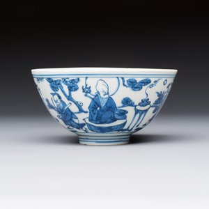 A Chinese blue and white 'Ba Xian Zhu Shou 八仙祝壽' bowl, Wanli mark and of the period — foto 2