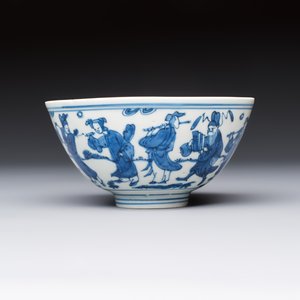 A Chinese blue and white 'Ba Xian Zhu Shou 八仙祝壽' bowl, Wanli mark and of the period — foto 4