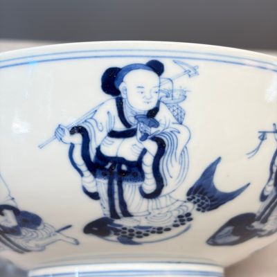 A Chinese blue and white 'Ba Xian Zhu Shou 八仙祝壽' bowl — photo 19