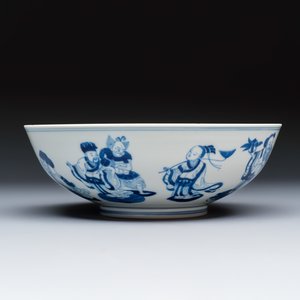 A Chinese blue and white 'Ba Xian Zhu Shou 八仙祝壽' bowl — photo 5