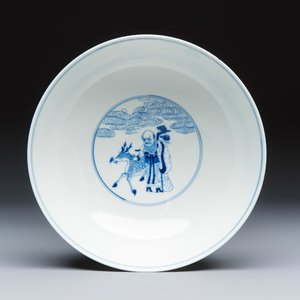 A Chinese blue and white 'Ba Xian Zhu Shou 八仙祝壽' bowl — photo 7
