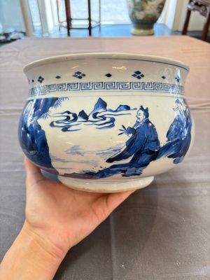 A Chinese blue and white 'Ba Xian Zhu Shou 八仙祝壽' censer, Kangxi — 照片 3