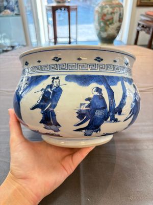 A Chinese blue and white 'Ba Xian Zhu Shou 八仙祝壽' censer, Kangxi — 照片 5