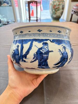 A Chinese blue and white 'Ba Xian Zhu Shou 八仙祝壽' censer, Kangxi — 照片 6