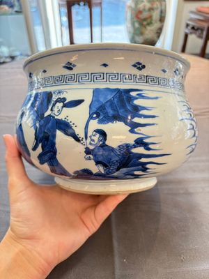A Chinese blue and white 'Ba Xian Zhu Shou 八仙祝壽' censer, Kangxi — 照片 8