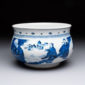 A Chinese blue and white 'Ba Xian Zhu Shou 八仙祝壽' censer, Kangxi — 照片 5