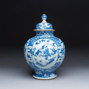 A Chinese blue and white baluster vase and cover with narrative design — photo 2