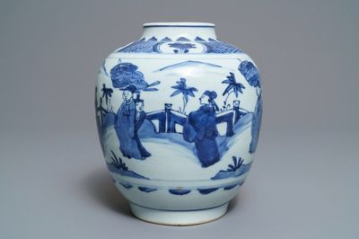 A Chinese blue and white baluster vase, Wanli/Tianqi