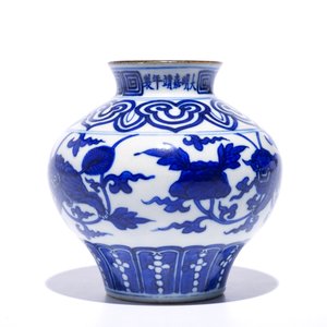 A Chinese blue and white baluster vase with buddhist lions, 19th C. — photo 3
