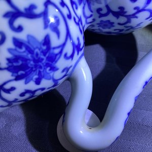 A Chinese blue and white 'bats and shou' jug, 19th C. — 照片 8