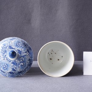 A Chinese blue and white beaker and cover with floral design, Kangxi — 照片 9